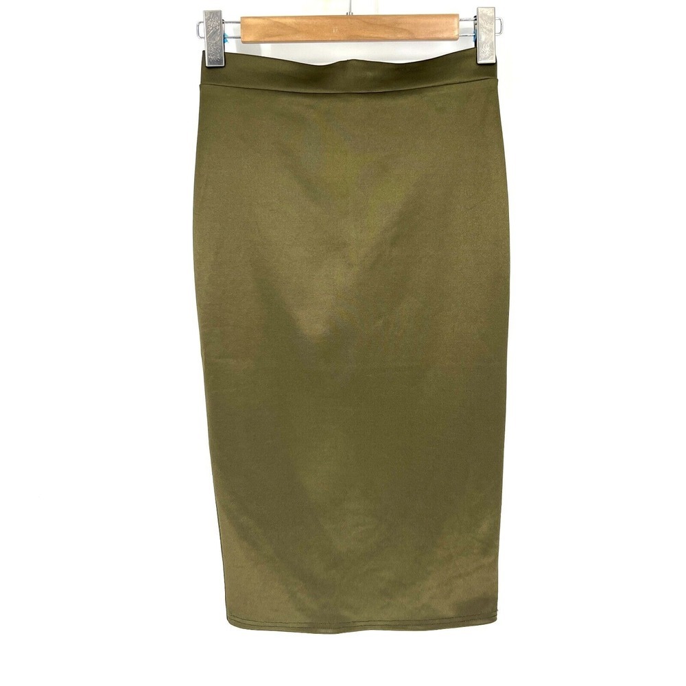 ANGL Pencil Skirt Womens Size M Green Casual Knee High Waist Stretch‎ Bodycon